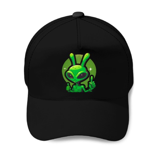 Happy green Alien Baseball Caps