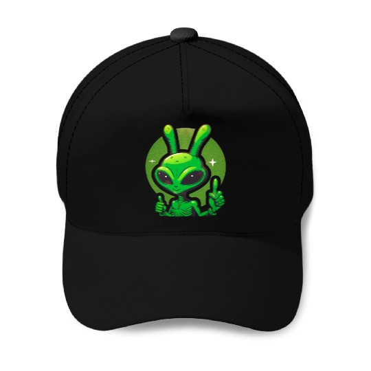 Happy green Alien Baseball Caps