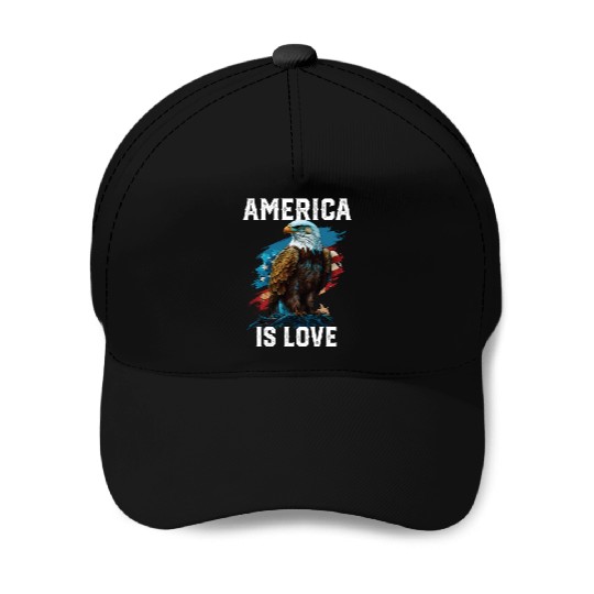 America Is Love American Bald Eagle 4th Of July Baseball Caps