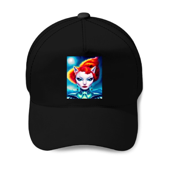 "Alien Cat Woman" Baseball Caps
