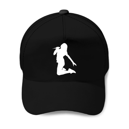 guitar player girl silhouette Baseball Caps