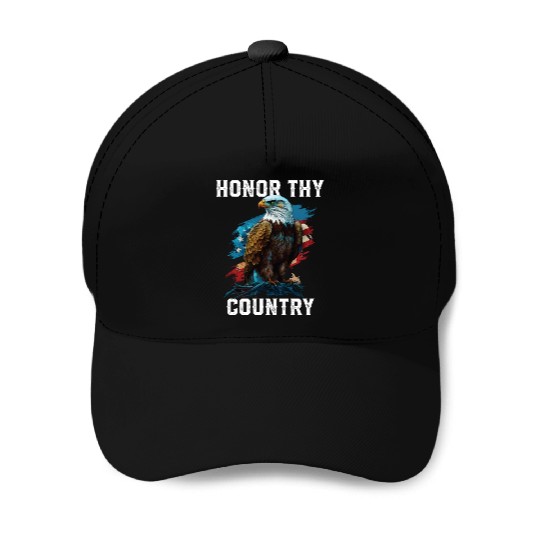 Honor Thy Country American Bald Eagle America USA Baseball Caps
