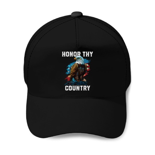 Honor Thy Country American Bald Eagle America USA Baseball Caps