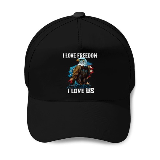 I Love Freedom I Love US American Bald Eagle Baseball Caps