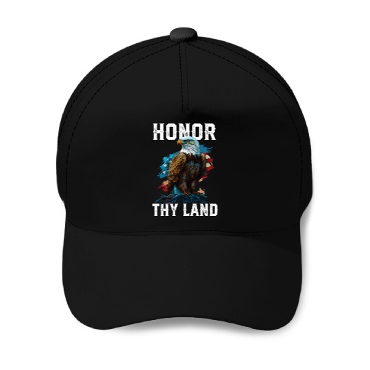 Honor Thy Land American Bald Eagle America USA Baseball Caps
