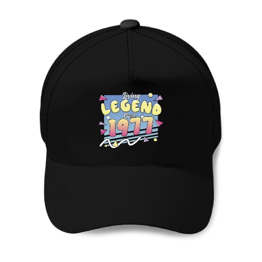 Living Legend Since 1977, 80s Themed Birthday Baseball Caps