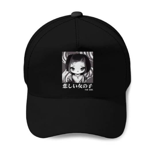 Sad Girl Gothic Chibi Urban Japanese Aesthetic Baseball Caps