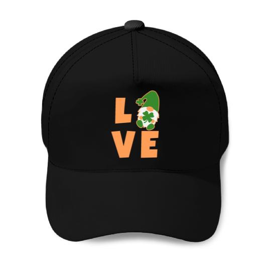 Love Gnome St Patricks Day Woman, Lucky Clover Baseball Caps