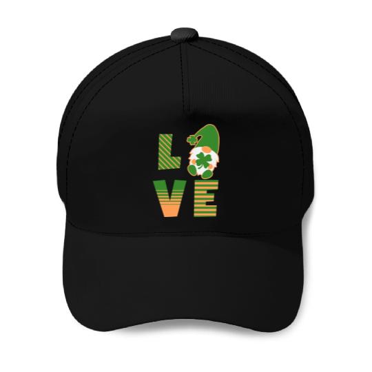 Gnome St Patricks Day Woman Love, Lucky Clover Baseball Caps