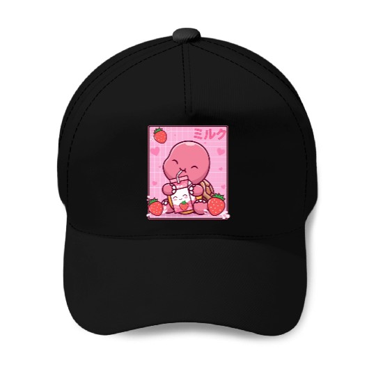 Kawaii Turtle Lover Strawberry Milk Shake Otaku Baseball Caps