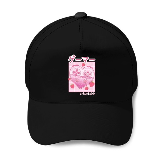 Video Gamer Japanese Kawaii Strawberry Milk Anime Baseball Caps