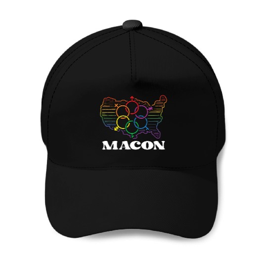 Macon Pride Month Pride Flag LGBT Community LGBTQ Baseball Caps