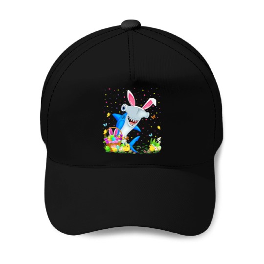 Shark Fish Easter Egg Hunting Hammerhead Shark Eas Baseball Caps