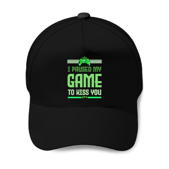 I Paused My Game To Kiss You Irish Retro Gamer Baseball Caps