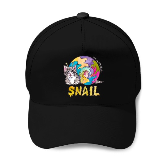Psychedelic Kitten Snail Baseball Caps