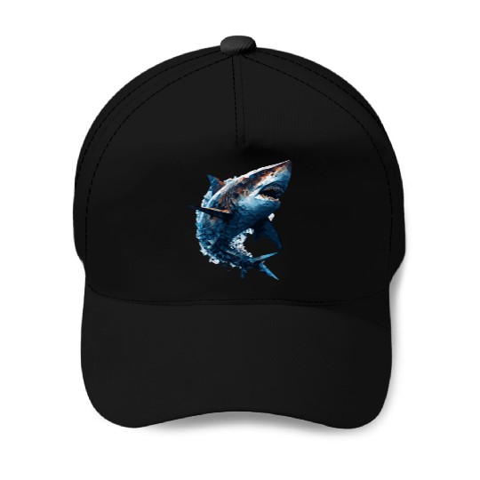Geometric Shark Head Abstract Polygonal Wild Anima Baseball Caps
