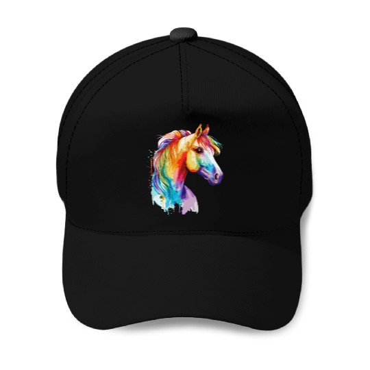 Watercolor Horse Pony Colorful Pet Ponys Lover Baseball Caps