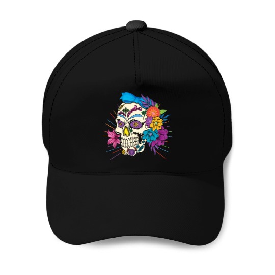Floral Dia De Los Muertos LGBTQ LGBT Pride Month Baseball Caps