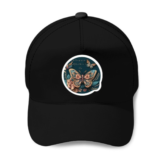 butterfly Happy Mother's Day Stickers Baseball Caps