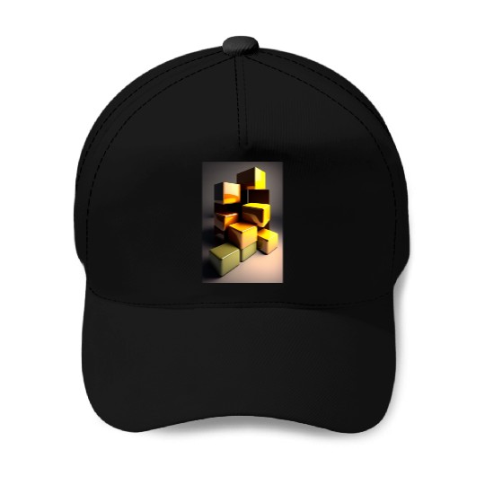Gold Cubes Baseball Caps