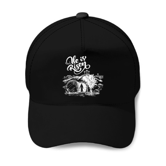 He Is Risen - White Drawing HD Baseball Caps