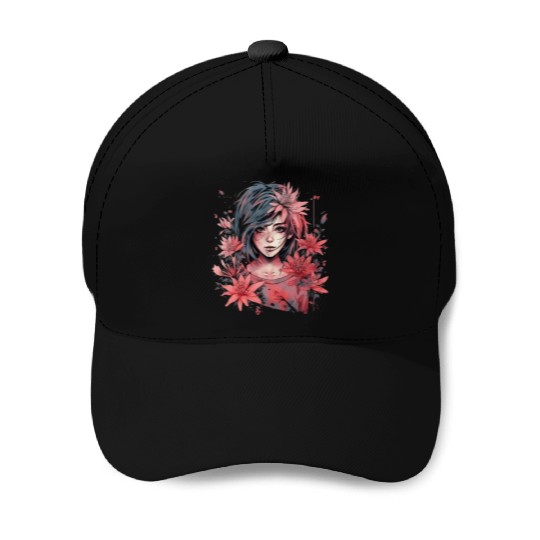 Japanese Spider Lily Soft Anime Aesthetic Flower Baseball Caps