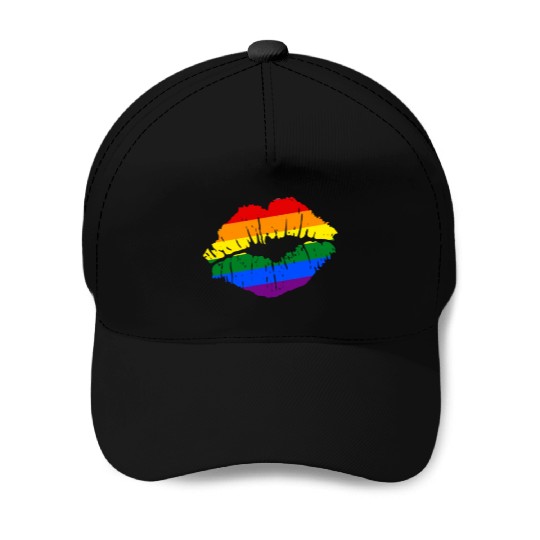 Artistic Gay Pride Rainbow Flag LGBTQ Lips Baseball Caps