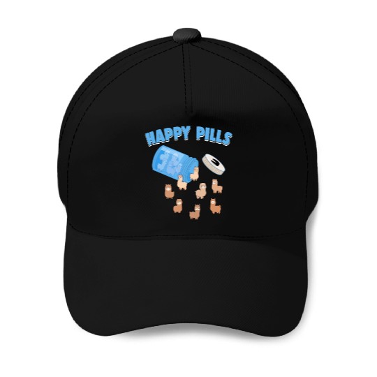 Happy Pills Farm Animal Funny Alpaca Lovers Humor Baseball Caps