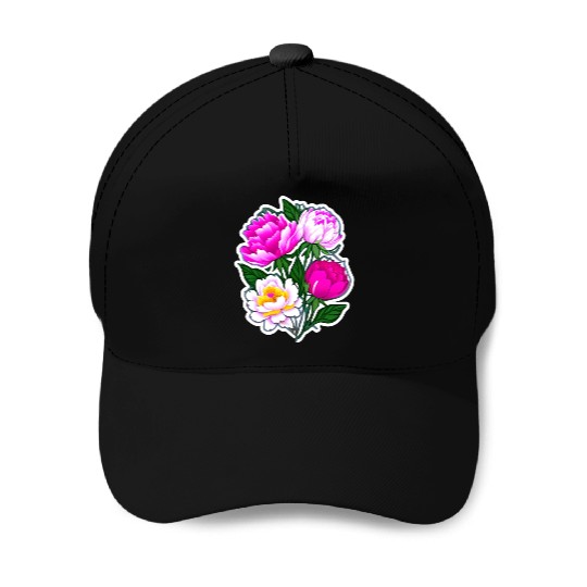 Peony Flower Art Baseball Caps