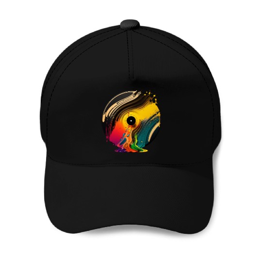 Coolest Retro Vinyl Melted Record Music Splash Art Baseball Caps