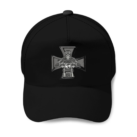 Biker Cross Motorcycle Emblem Skeleton Baseball Caps