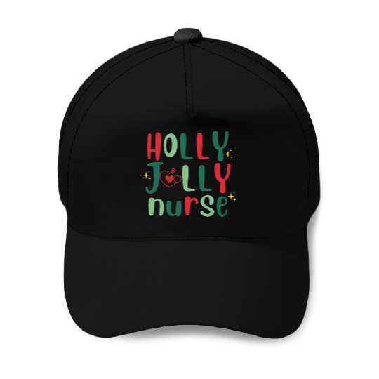 HOLLY JOLLY NURSE4 Baseball Caps