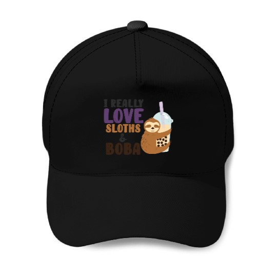 Cute Lazy Sloth Boba Tea Sweet Bubble Tea Baseball Caps