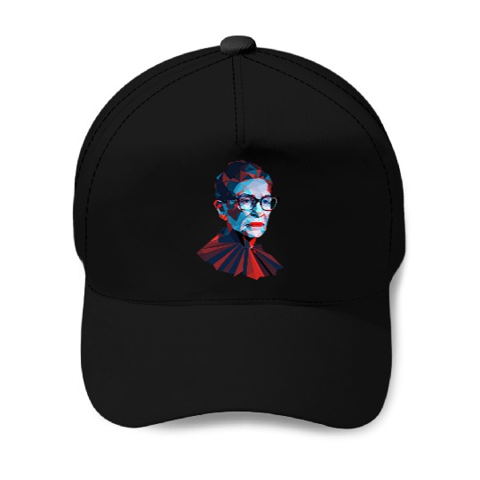 Ruth Bader Ginsburg low polygon design red blue Baseball Caps
