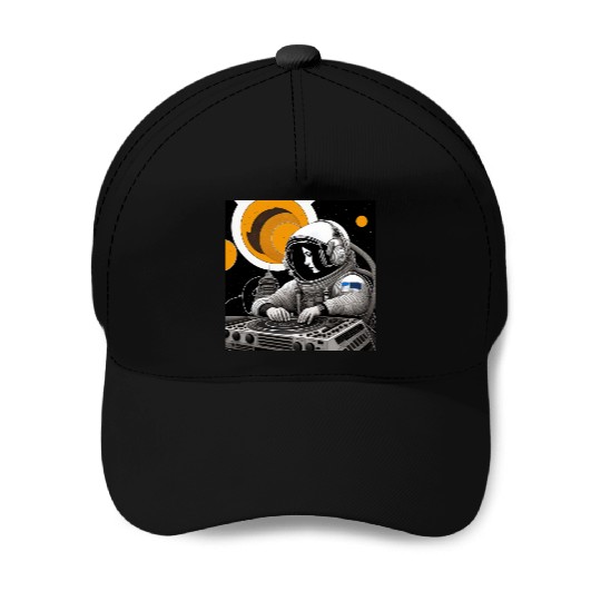 Intricate detailed artwork of astronauts using Baseball Caps