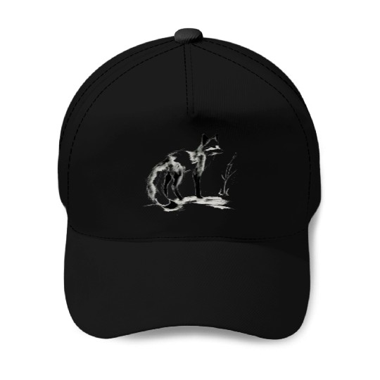 Fox Sumie Painting Kitsune Japanese art Baseball Caps
