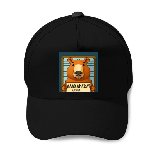 Capybara Mugshot Outlaw: Wanted for 93 Felonies Na Baseball Caps