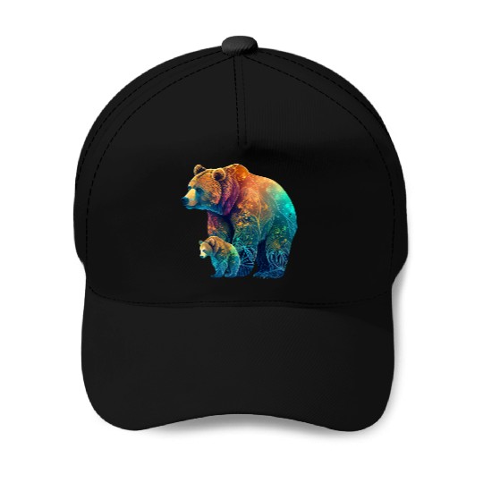 Mother Bear and Cub Sublimation Graphic Wild 1 Baseball Caps