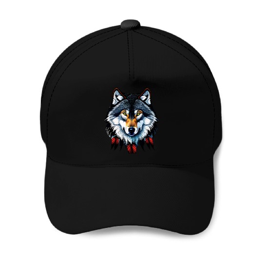 Wolf howling at the moon graphic Baseball Caps