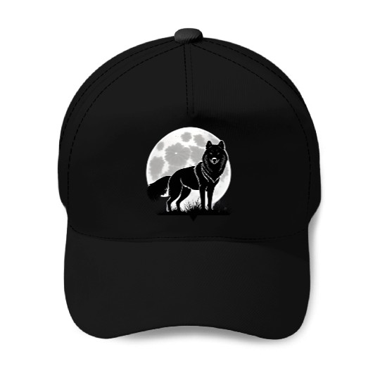 Wolf howling at the moon graphic Baseball Caps