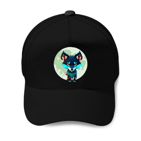 Cute Wolf Moon Graphic Baseball Caps