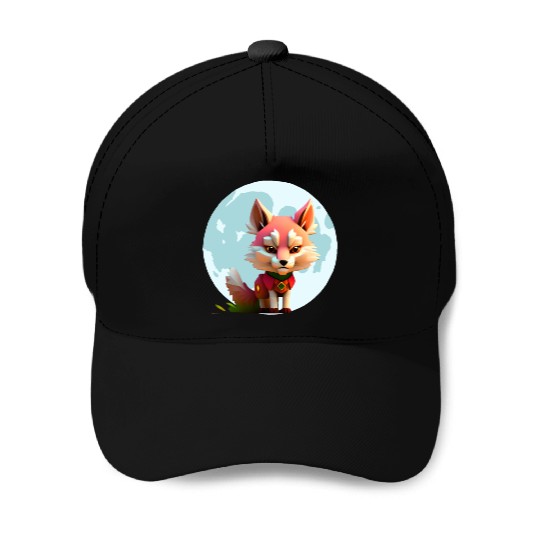 Wolf howling at the moon graphic Baseball Caps