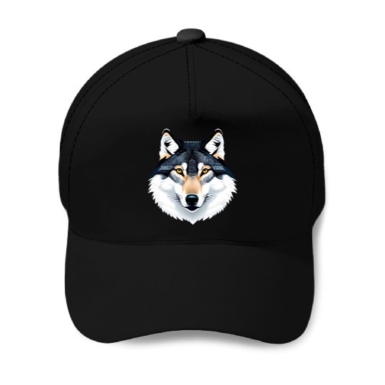 Wolf howling at the moon graphic Baseball Caps