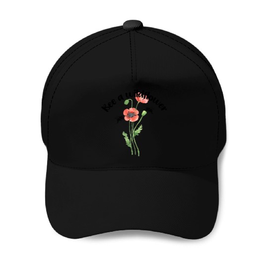 Bee a wildflower, poppies Baseball Caps