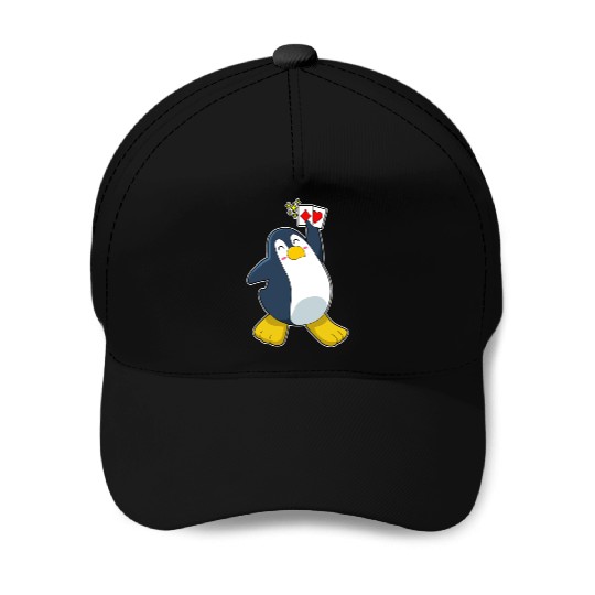 Penguin At Poker With Poker Cards Baseball Caps
