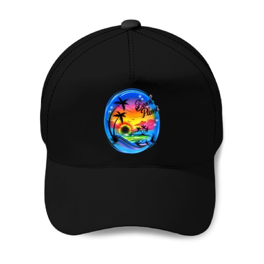 Beach Please Airbrush Colorful Baseball Caps