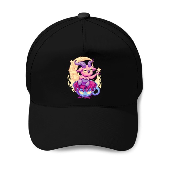 Pastel Goth Kawaii Baphomet Tea Baseball Caps