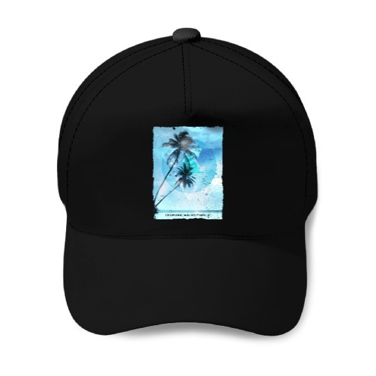 Artistic Dominican Republic Palm Tree Vacation Baseball Caps