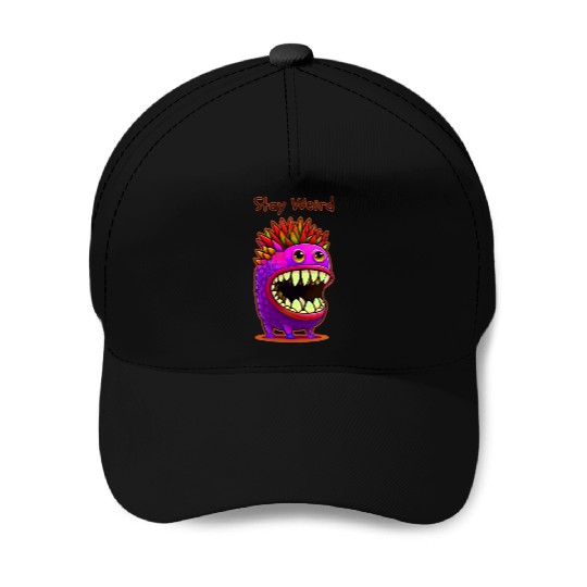 Stay Weird Monster Doodle Violet Baseball Caps