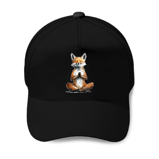 Fox Power Yoga Teacher Animal Humor Namaste Karma Baseball Caps